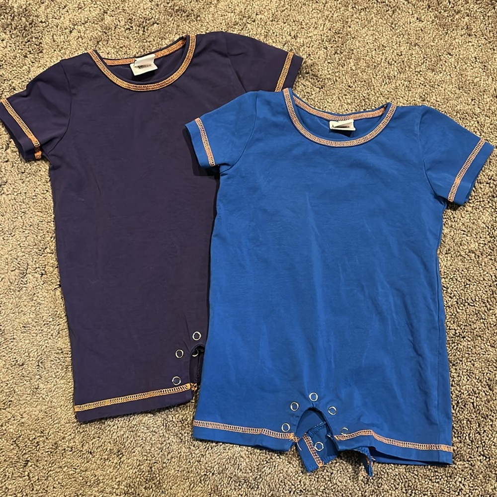Purple and blue Shortie rompers bundle matching twin set 24M
